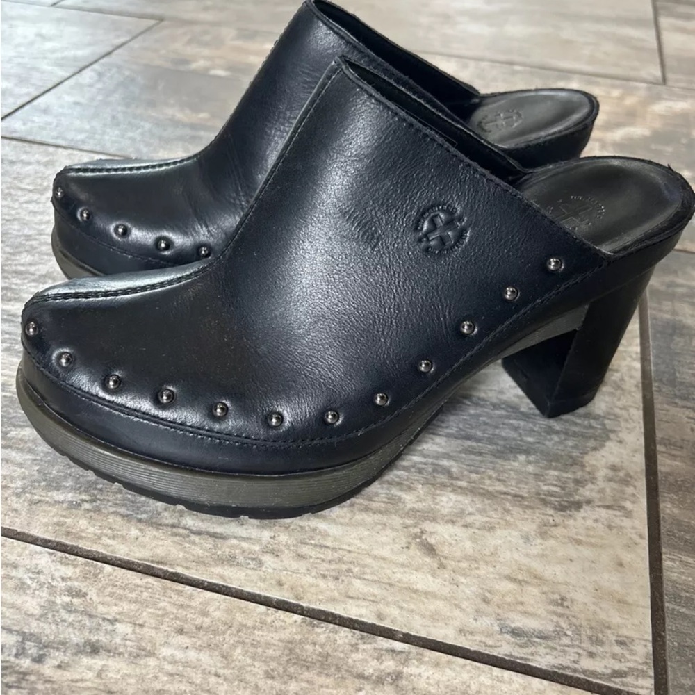 Dr. Martens Black Leather Mules with Chunky Heel Women’s Grunge Goth Sz 10